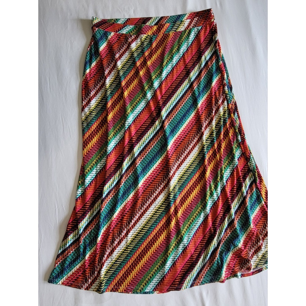 Est. 1946 Womens Plus Size 18/20W Multi Color Diagonal Stripe Maxi Skirt NWT